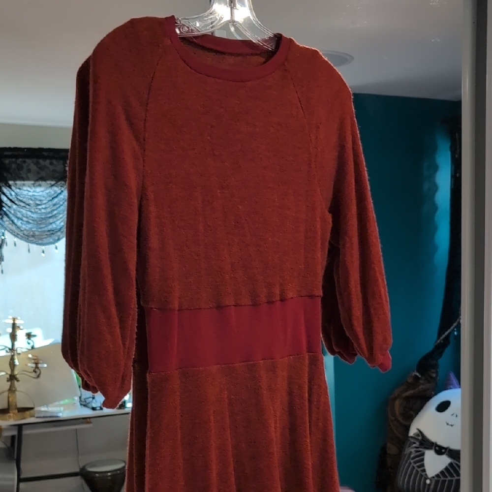 Elegant Long Sleeve Maroon Dress